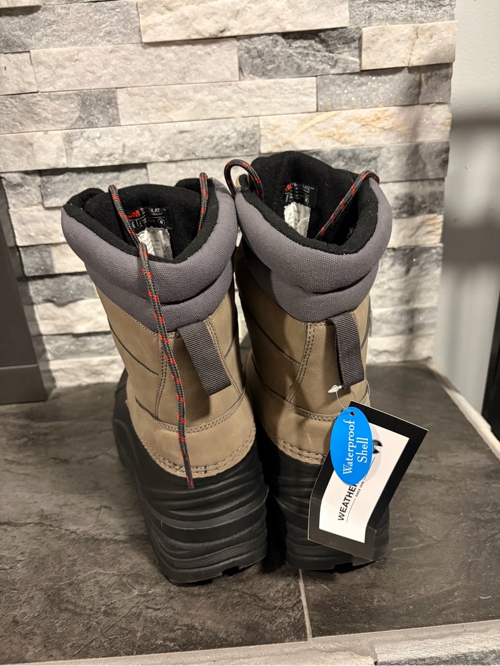 Weatherproof 3M Thinsulate Tan and Black Men's Insulated Snow Boots - Picture 4 of 7